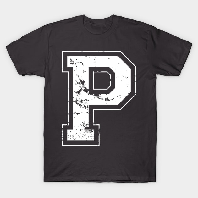 Initial Letter P White Jersey Sports Athletic Player T-Shirt by porcodiseno